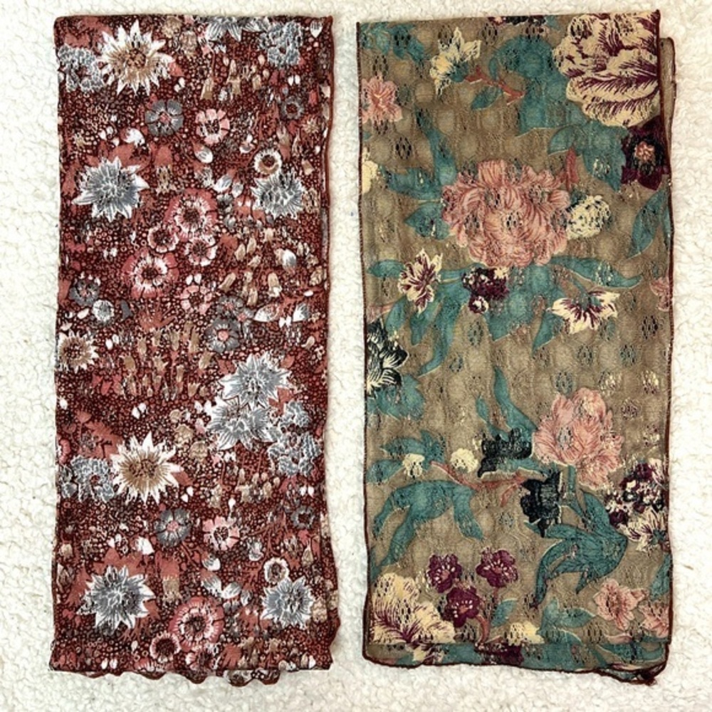 Floral Patterned Scarves Set of 2